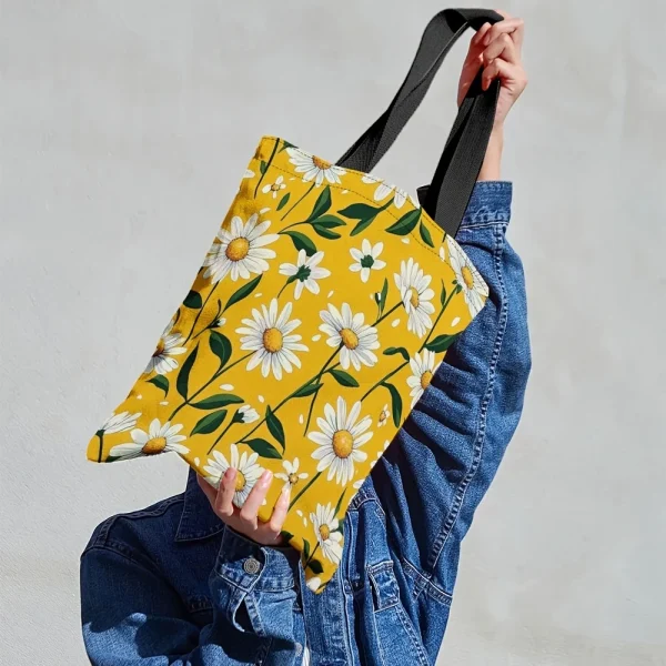 Tote Bag amarillo con Diseño de Margaritas