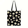 Tote Bag con Patrón de Margaritas Blancas