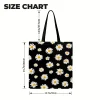 Tote Bag con Patrón de Margaritas Blancas